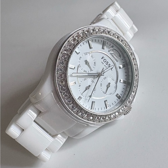 Fossil White Rhinestone Accent Watch - Picture 4 of 5